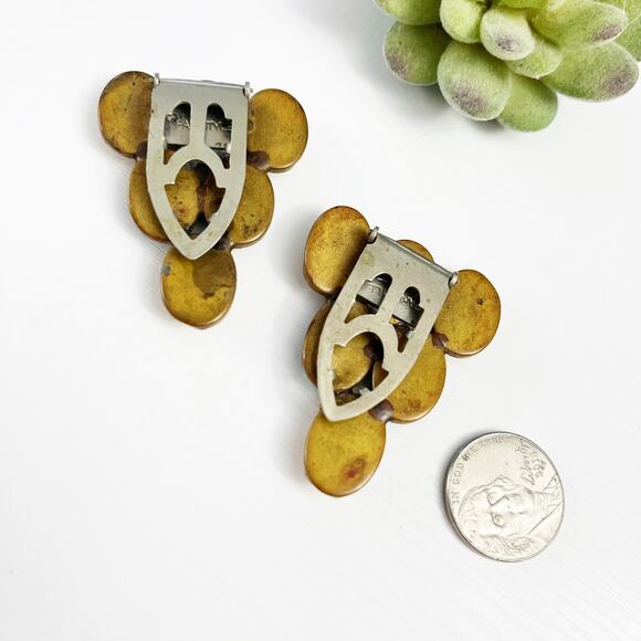 Antique Paristyle Button Co. Cabochon Glass Dress Clips Set Vintage Jewelry - Picture 9 of 9